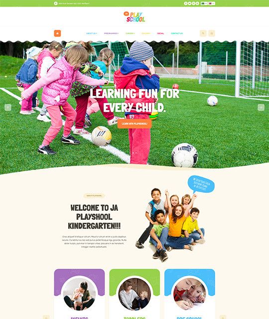 JA PlayschoolJA Playschool a Creative and colourful Joomla Template for Playschool website designed by JoomlArt. The template fully supports JomSocial to build beautiful social, community system on your Joomla playschool website.